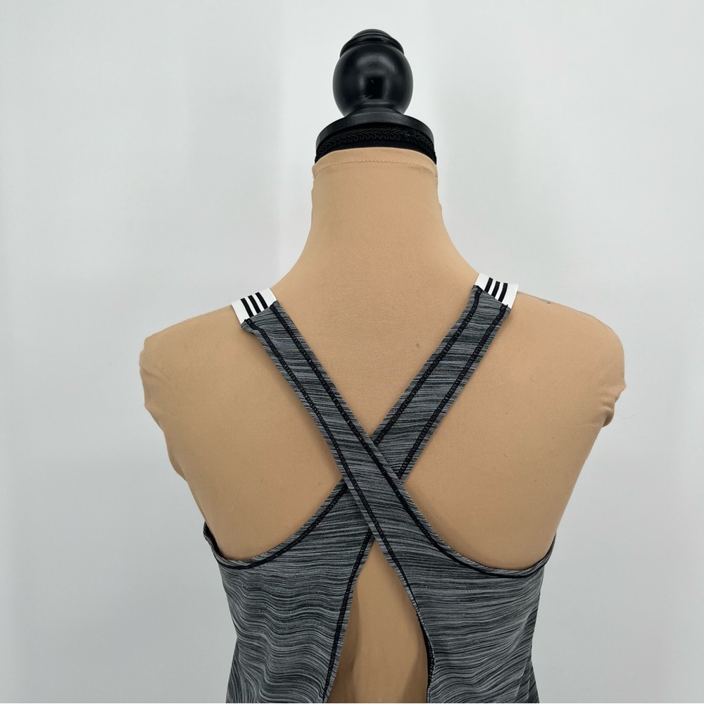 Adidas gray marbled elastic straps criss cross back workout gym tank top sz S - Picture 8 of 10